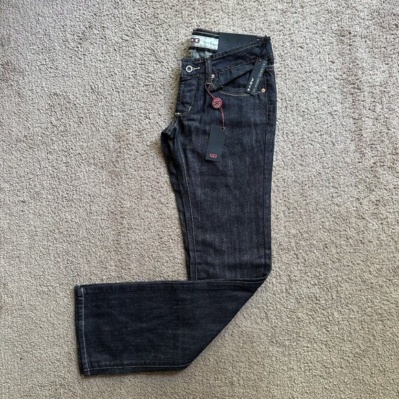 NWT Q-Gene Jeans Womens 27 (30x34) Black Denim QG Rave Stretch Button Fly - Picture 1 of 16